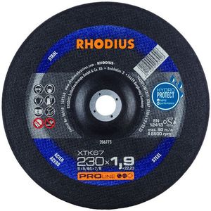 Rhodius 206773 PROline Ll XTK67 Doorslijpschijf 25 Stuks - Extra Dun - 230 X 22,23 X 1,9mm - Staal