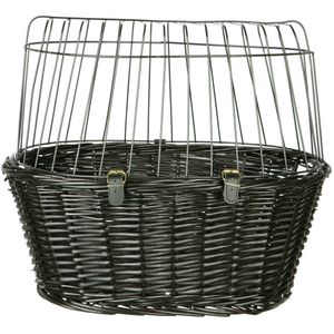 Trixie Wilgen Fietsmand Voorop Zwart Met Kussen En Kap - 50X41X35 CM