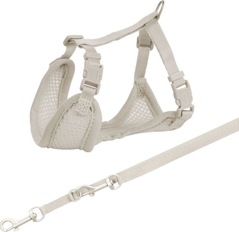 Trixie Junior Welpen-Softgeschirr mit Leine - 26-34 cm, 10 mm breit, 200 cm, hellgrau