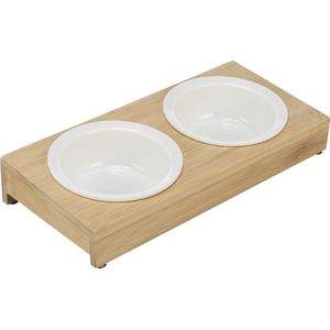 TRIXIE VOERBAK WATERBAK-SET KERAMIEK / BAMBOE 30X14X5 CM 2X250 ML