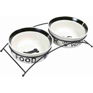 Trixie Voerbak / Drinkbak Set Eat On Your Feet Wit / Zwart