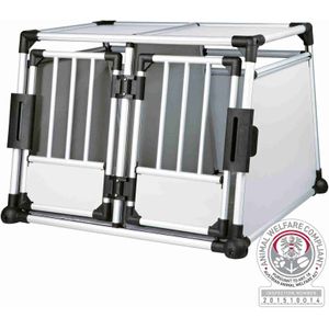 Trixie Transport Box Aluminium Dubbel - Transportkooi - 95 cm x 69 cm x 88 cm - Zilverkleurig/Zwart