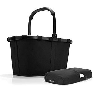 reisenthel Carrybag Frame Black + Cover Black, stevige boodschappenmand met bijpassende cover en praktische binnenzak, elegant en waterafstotend design, 48 x 29 x 28 cm (b x h x d), SETBK7040BP7003,