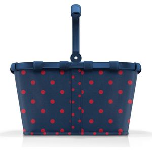 reisenthel Carrybag blauw met rode stippen, stabiele boodschappenmand met veel opbergruimte en praktische binnenzak, elegant en waterdicht design, blauw met rode stippen, maat, Blauw met rode stippen,