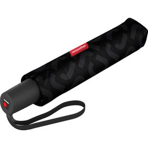reisenthel Umbrella Pocket Duomatic Compacte zakparaplu van gerecyclede PET-flessen, met grote drukknop en ergonomisch handvat, Black Hot Print, 28 x 4,5 x 5 cm, Robuuste zakparaplu