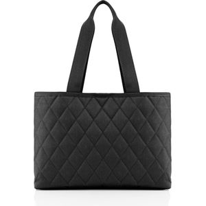 Reisenthel Classic Shopper M Rhombus Black – ruime boodschappentas en elegante handtas in één, van waterafstotend materiaal, Rhombus zwart, 39 x 28 x 16