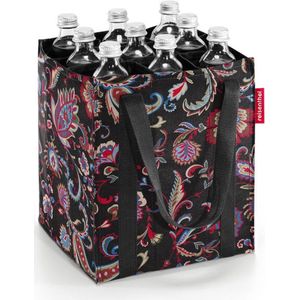 reisenthel bottlebag - 9 vakken, eenvoudig recyclen van flessen, draagriem paisley black, Paisley Black, 24 x 28 x 24 cm, bottlebag