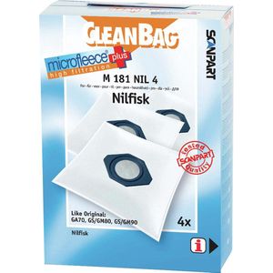 CleanBag M 181 NIL 4 stofzuigerzakken, zoals origineel: GA70, GS/GM80, GS/GM90, inhoud: 4 stofzuigerzakken, fleece, wit