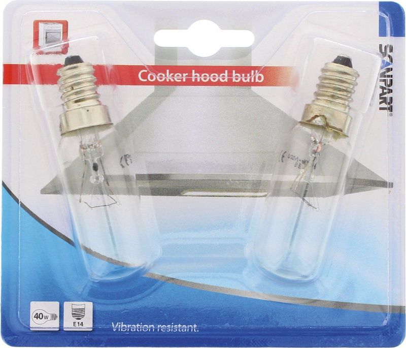 Scanpart afzuigkaplamp E14 - 40W - Halogeen - Wasemkaplamp - Dampkaplamp - 2 stuks