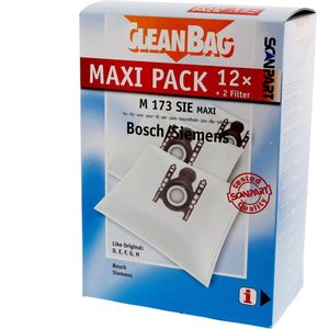 CleanBag stofzuigerzakken 12 stuks - Geschikt voor Bosch Siemens - D E F G H - Inclusief 2 filters - Alternatief - Maxipack - Voordeelpak