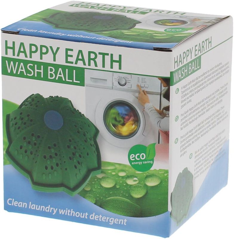 Happy Earth - Wasbal - Wit - Keramisch - 1 stuk