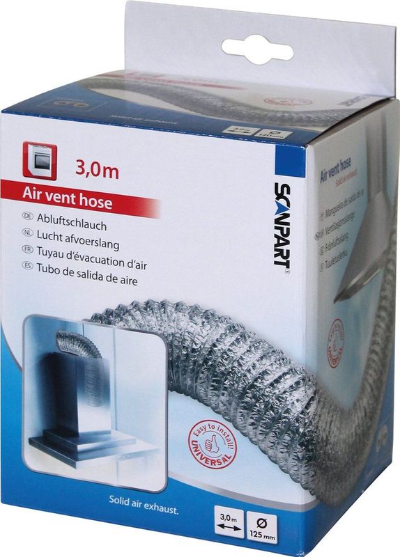 Scanpart - Lucht Afvoerslang - Zilver - Aluminium - 3 Meter - Inclusief 2 Slangklemmen