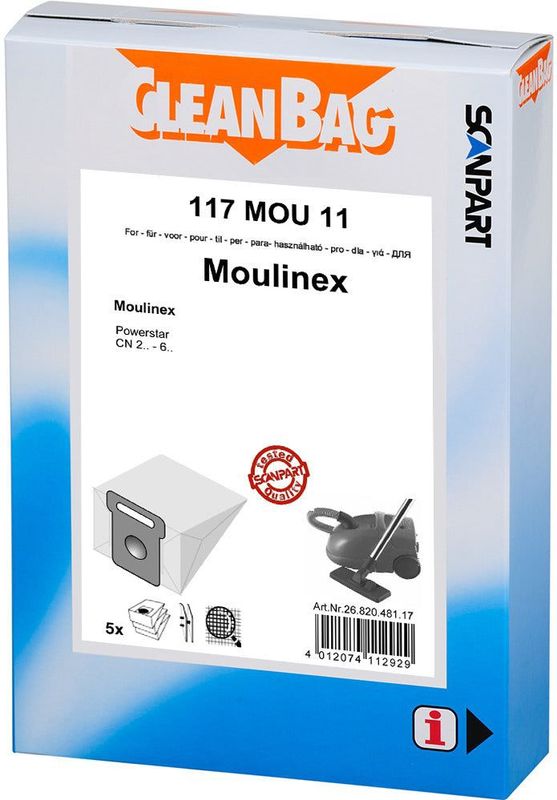 Scanpart - Cleanbag Stofzak - Moulinex Powerstar - Inhoud 5 Microfilter