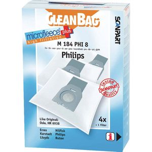 CleanBag - Stofzuigerzakken - Geschikt voor Philips Oslo+ HR6938 - 4 Stuks - Synthetisch