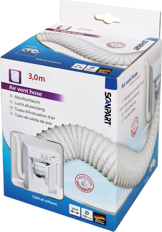 Scanpart - Luchtafvoerslang Set - Droger Accessoire - Wit - PVC 3,0m