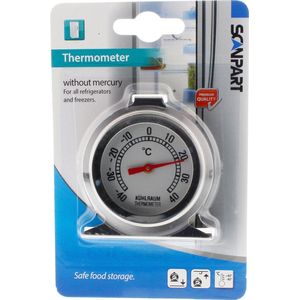 Scanpart koelkast thermometer analoog - RVS - Ook geschikt voor vriezer - Analoge koelkastthermometer - Meetbereik temperatuur -40°C tot +40°C