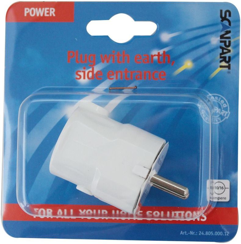 Scanpart losse stekker geaard - Voor snoer - 250 V - Recht met zij-invoer - Wit - 10A 16A
