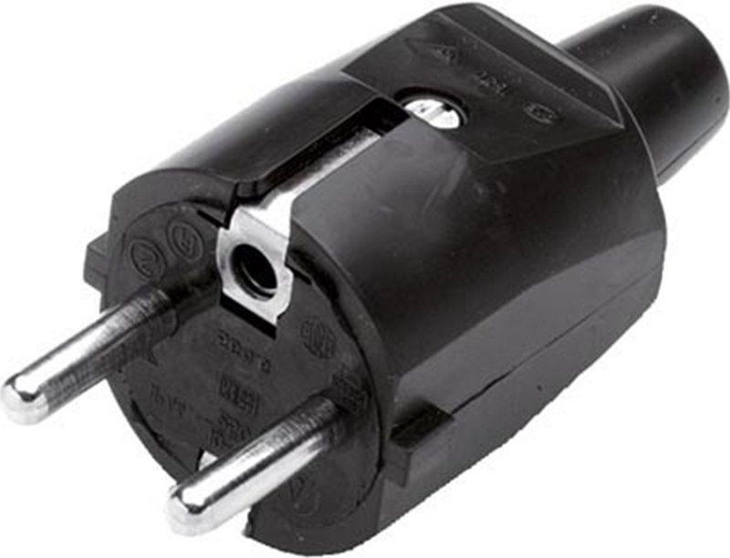Scanpart losse stekker geaard - Voor snoer - 250 V - Recht - Rubber - Spatwaterdicht - Zwart - 10A 16A