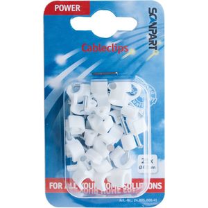 Scanpart kabelclips met spijker 6 mm - Snoerclips - Rond - Wit - 25 stuks