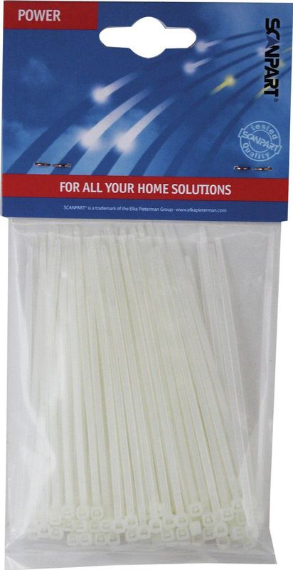Scanpart tie wraps 100 mm - Kabelbinders - Wit - 100 stuks