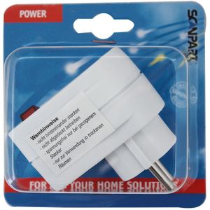 Scanpart - Doorvoerstekker - Wit - Enkelvoudig - Met Schakelaar - 16 A - 3680 W