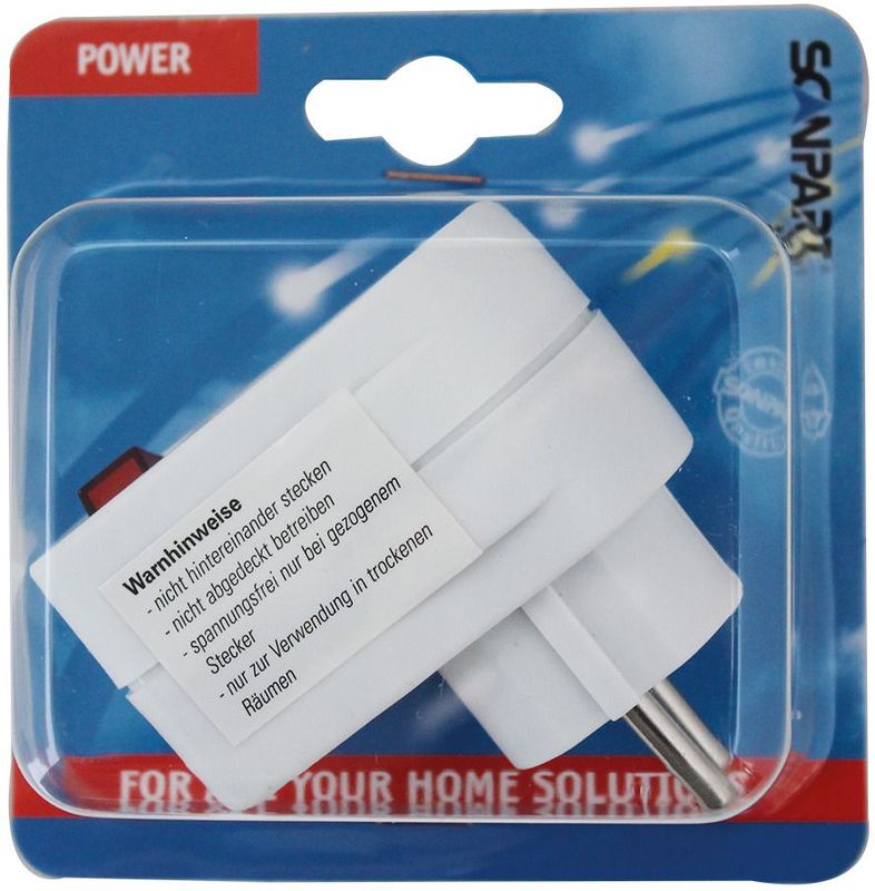 Scanpart - Doorvoerstekker - Wit - Enkelvoudig - Met Schakelaar - 16 A - 3680 W