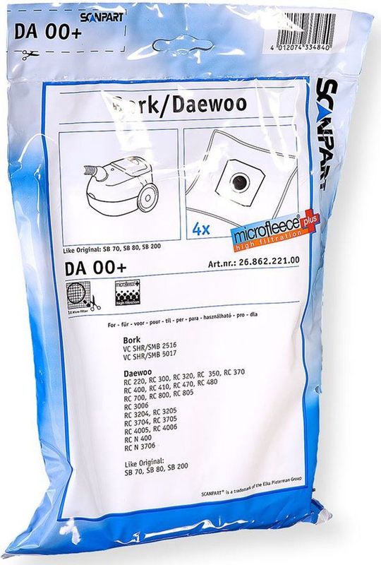 Scanpart Stofzuigerzakken 4 Stuks - Geschikt Voor Bork Daewoo - SB70 SB80 SB200
