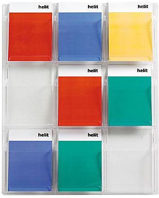 Helit Wandprospekthalter A4 hoch 9 Fächer glasklar