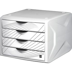 Schubladenbox the chameleon 4 Schubladen din A4 din C4 Polypropylen Gehäusefarbe: weiß Farbe der Schublade: weiß