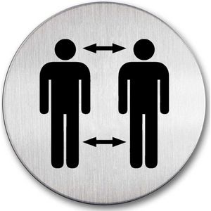 helit H6271900 - Pictogram ""Houd afstand"" de badge, gemaakt van roestvrij staal, diameter 115 mm, hoogte 0.5 mm, 1 stuk