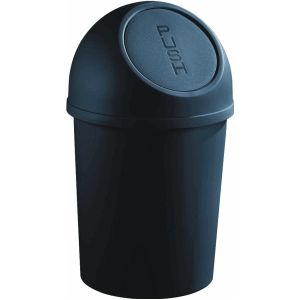 helit Push-afvalbak, van polypropyleen, zwart, inhoud 6 l, VE = 6 stuks