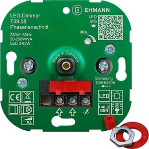 EHMANN 3900x0800 T39.08 inbouwdimmer, faseaansnijding, 230 V, 50 Hz, vermogen: LED 3-85 W, 20-250 W/VA, incl. schakelprogramma-adapter