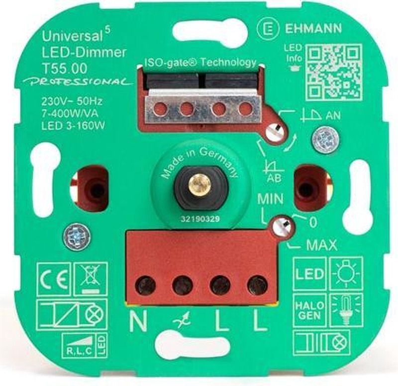 EHMANN - T55.00 - LED-Dimmer - 400 W/VA - Geschikt voor Professioneel Gebruik