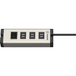 Ehmann - USB Multilader - 6 poorten - wand of tafel bevestiging - aansluitkabel 3 meter
