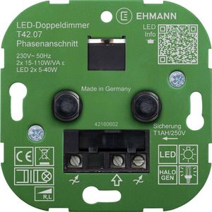 Ehmann 4295x0700 Draaidimmer Geschikt Voor Lampen: LED-lam - Gloeilam - Halogeenlamp Wit (RAL 9016)