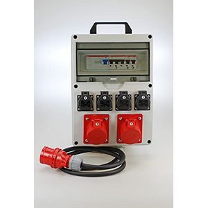 Ehmann Mobiele professionele verdeler met draaggreep, FI/LS, Made in Germany, 6 uitgangen (2 x CEE 16 A/4 x 230 V~), 2 m kabel H07RN-F 5G 2,5 mm², IP54, K2, BGI-GUV-I608