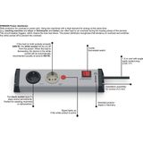 Ehmann 0218x00022301 Stekkerdoos met schakelaar 2-voudig Grijs, Zwart Randaarde stekker 1 stuk(s)