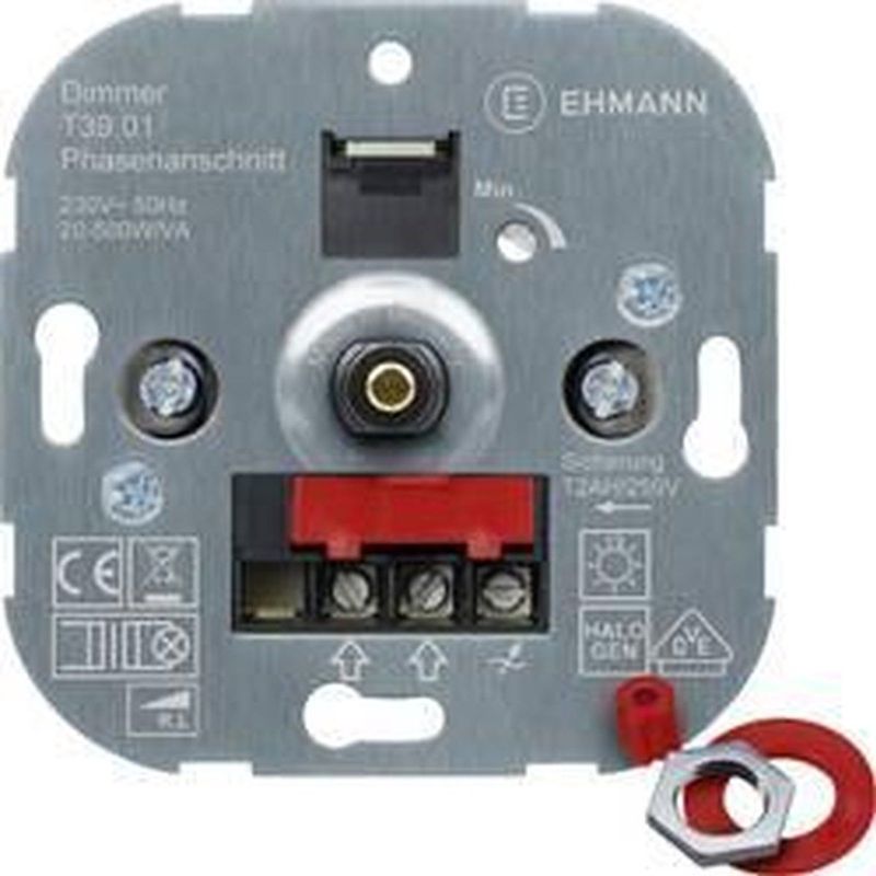 Ehmann 3900x0100 Dimmer (inbouw) Geschikt voor lampen: Gloeilamp, Halogeenlamp