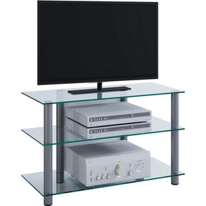 VCM my media TV-Rack Sindas silber, klarglas