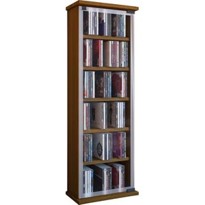 VCM CD Regal Holz  CD Schrank mit ESG-Sicherheitsglastüren für 204 CDs oder 72 DVDs  Maße: H. 92 x B. 31 x T. 18 cm  Blu ray Regal  CD Regal - Classic