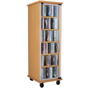 VCM Houten CD DVD-standaard Legbord Staand legbord Zwenkwielen Valenza glazen deur Houten CD DVD-standaard Legbord Staand legbord Zwenkwielen Valenza glazen deur