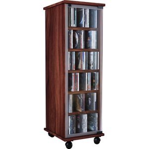 VCM Houten CD DVD-standaard Legbord Staand legbord Zwenkwielen Valenza glazen deur Houten CD DVD-standaard Legbord Staand legbord Zwenkwielen Valenza glazen deur