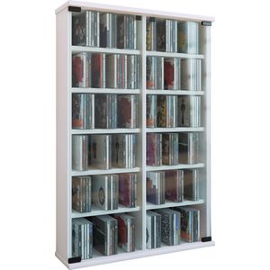 VCM Houten CD DVD Stand Shelf Kabinet Opbergvloer Stand Roma Glazen Deur Houten CD DVD Stand Shelf Kabinet Opbergvloer Stand Roma Glazen Deur