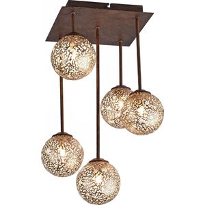 Paul Neuhaus kreta - Art Deco Plafondlamp - 5 lichts - L 270 mm - Roestbruin - Woonkamer | Slaapkamer | Keuken