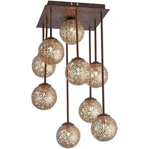 Paul Neuhaus kreta Art Deco Plafondlamp 9 lichts 320 Roestbruin Woonkamer  Slaapkamer  Keuken