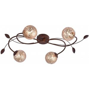 Paul Neuhaus kreta - Art Deco Plafondlamp - 4 lichts - L 720 mm - Roestbruin - Woonkamer | Slaapkamer | Keuken