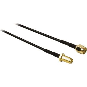 RP-SMA (m) - RP-SMA (v) verlengkabel - RG174 - 50 Ohm / zwart - 5 meter