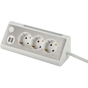 maxtrack NV70-1,5WL Tafelstopcontact, 3-voudig hoekstopcontact, 2 x USB-oplaadpoorten en ledverlichting, meervoudig stopcontact voor thuis met knop voor het in- uitschakelen van de ledverlichting, 1,5