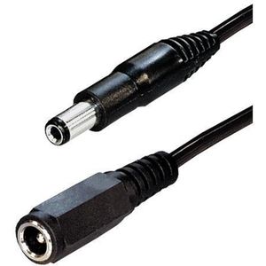 DC plug (m) - DC plug (v) verlengkabel - 5,5mm x 2,5mm - max. 12V/0,5A / zwart - 5 meter
