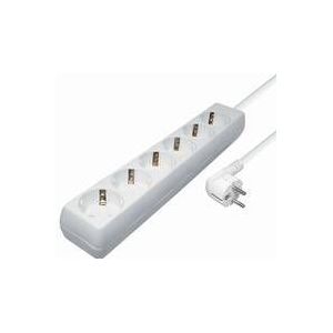 6-voudige stekkerdoos schuko met 1,4m kabel Wit